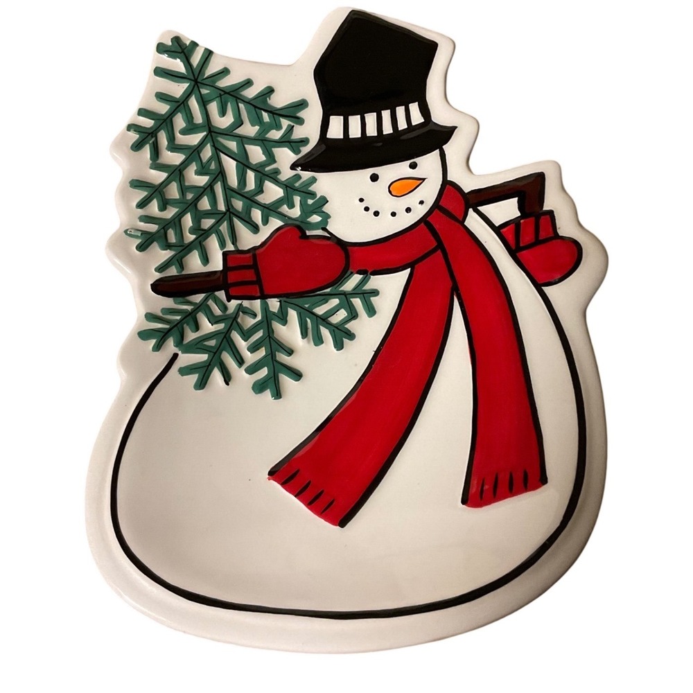 Holiday Home by Fitz and Floyd Snowman Dish Unisex OS White Excellence Ceramic